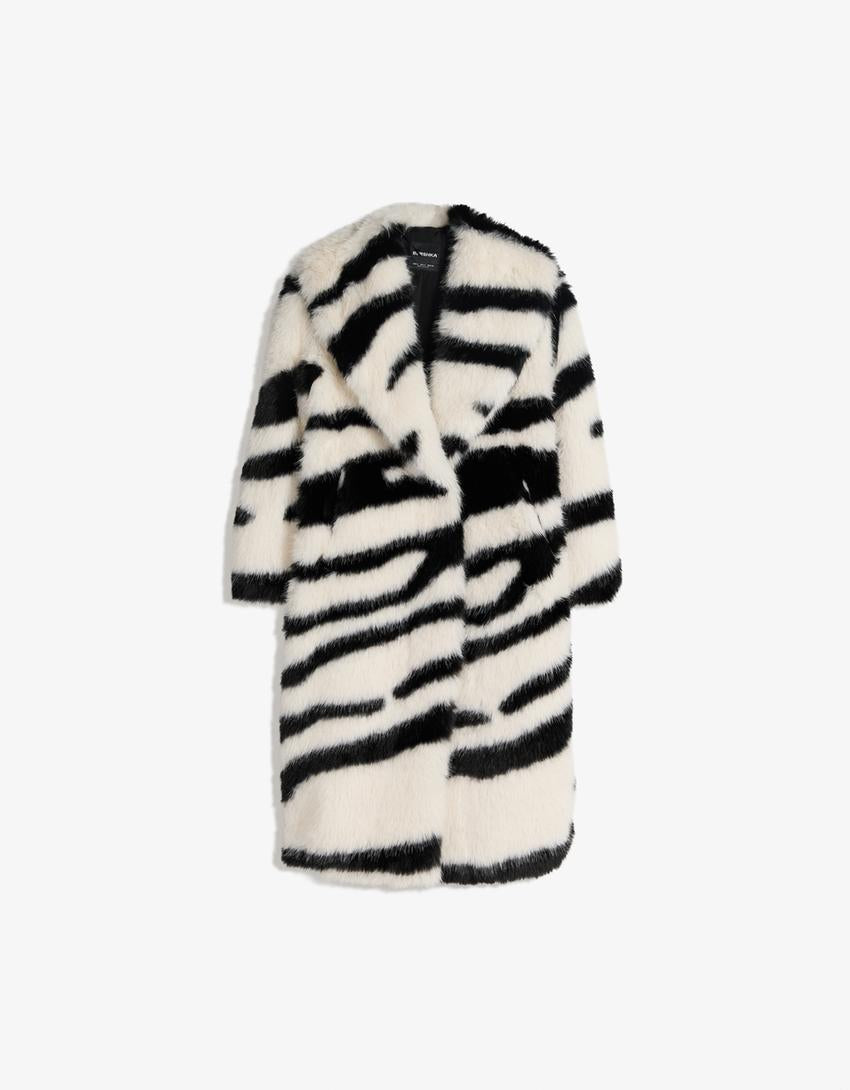 MANTEAU FAUSSE FOURRURE IMPRIMÉ ANIMAL