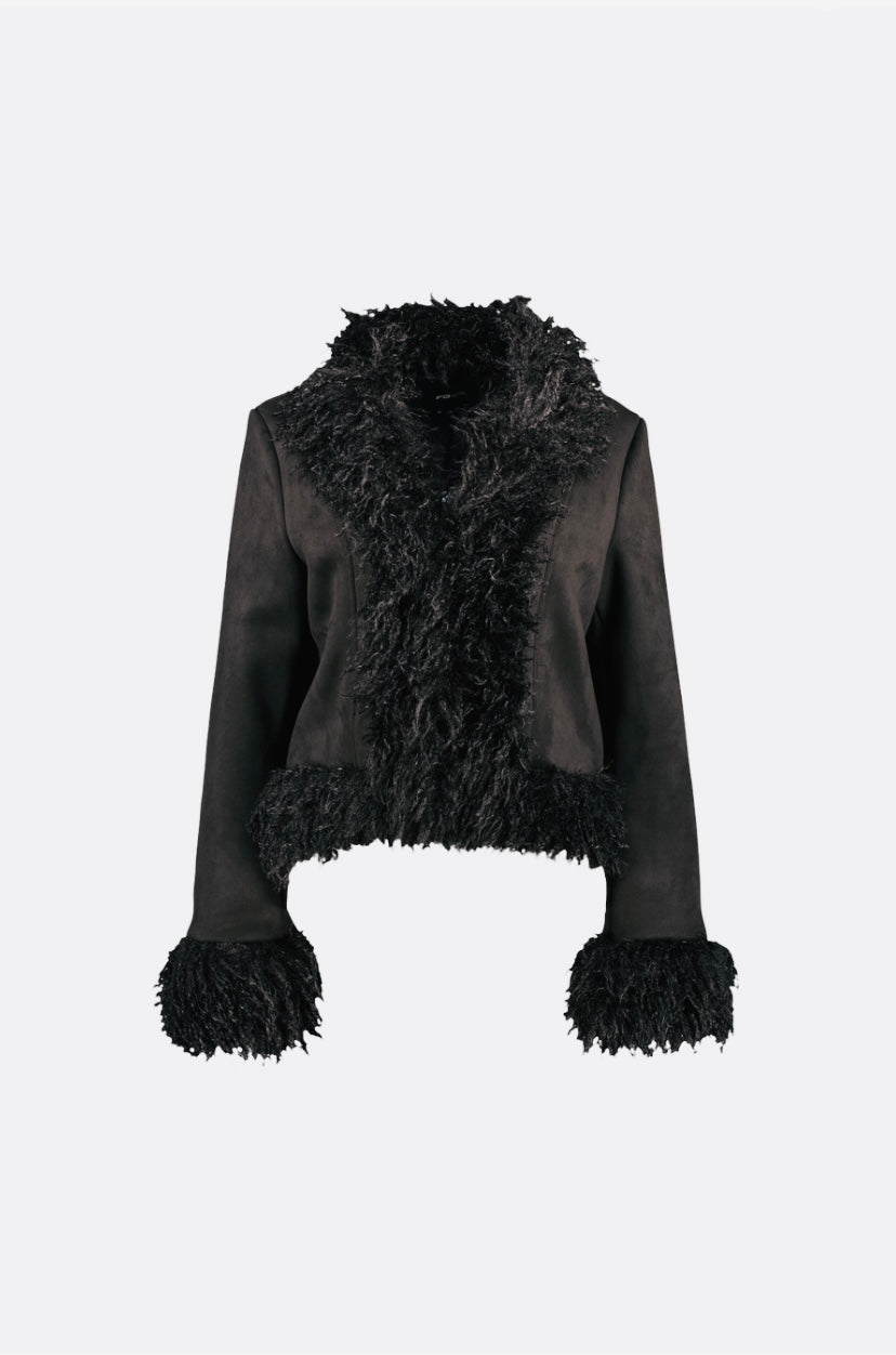 Veste avec mélange de matériaux