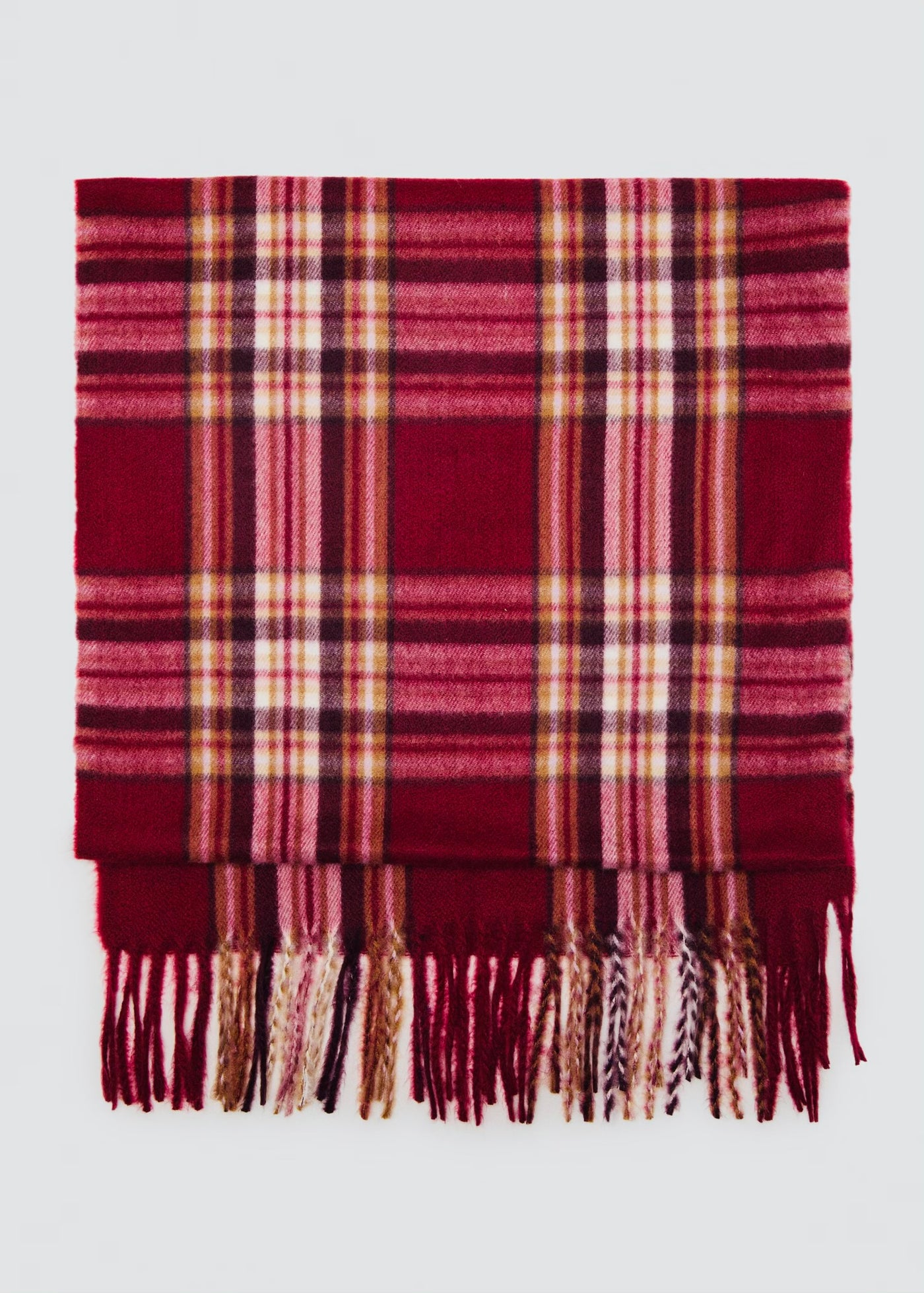 CHECK SCARF WITH FRINGED ENDS