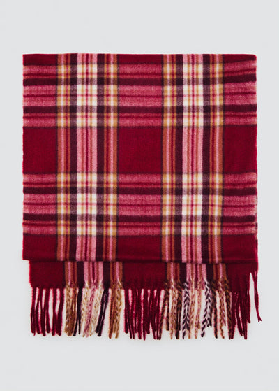 CHECK SCARF WITH FRINGED ENDS