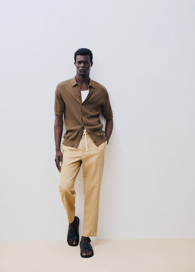 Pantalon Slim Fit Lin avec Cordon