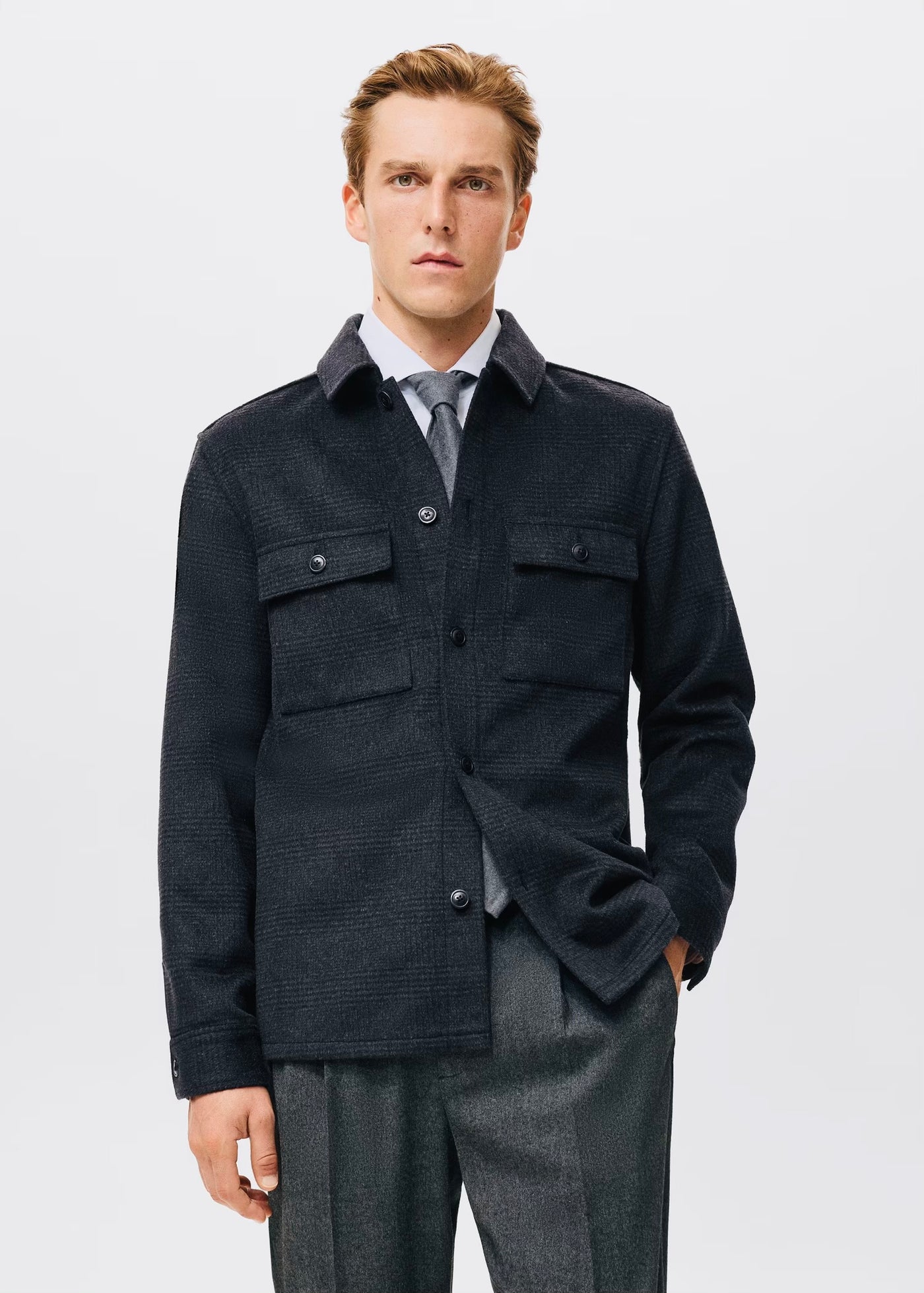 Veste laine mélangée à carreaux