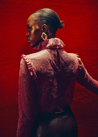 Blouse en Dentelle Col à Rabats