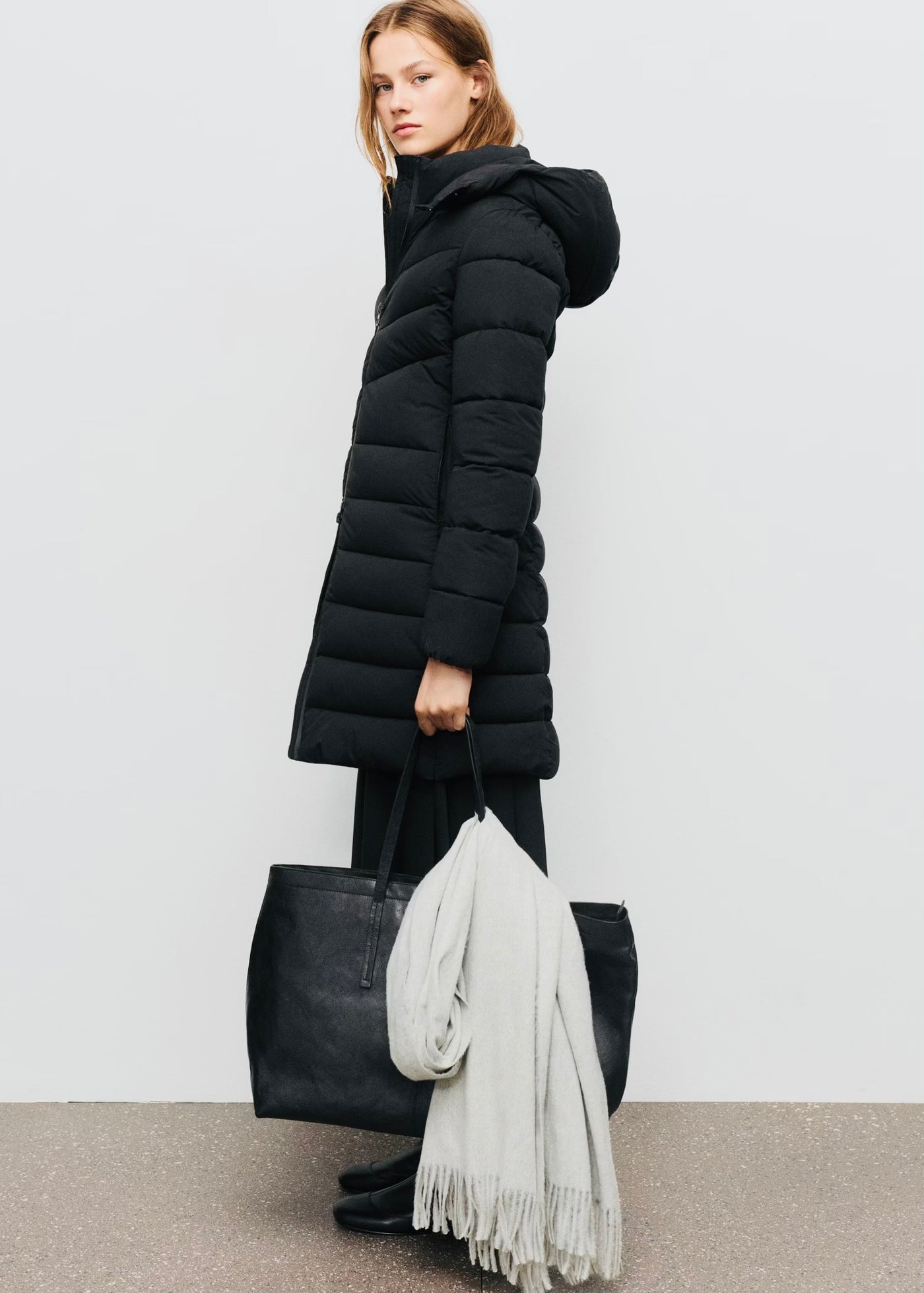 Anorak midi matelassé capuche