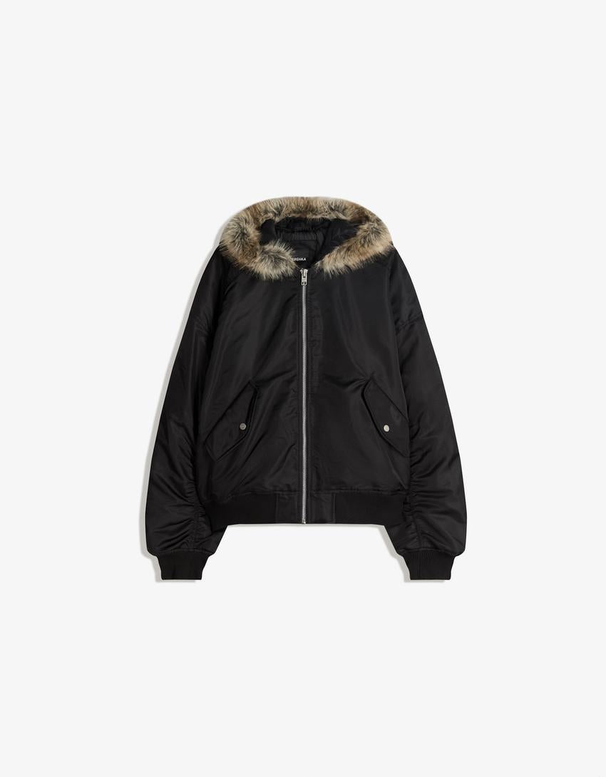 BLOUSON TECHNIQUE COL FAUSSE FOURRURE