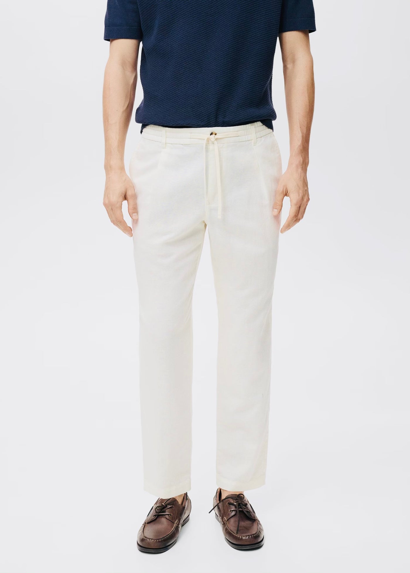 Pantalon Slim Fit Lin avec Cordon