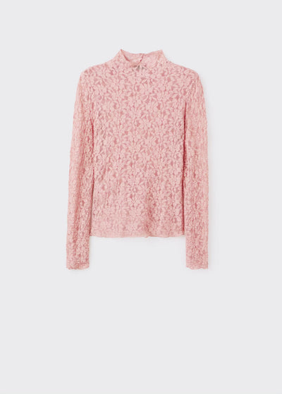 T-shirt Dentelle Col Montant