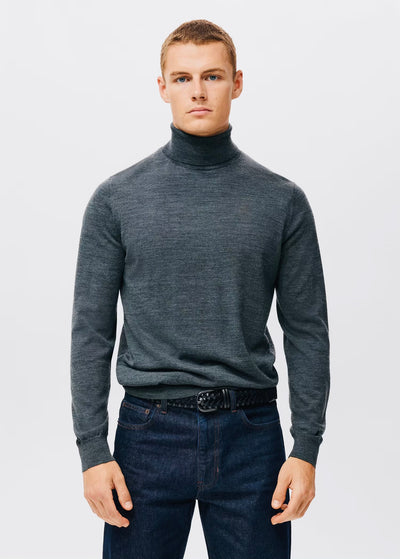 Pull over 100% laine mérinos à col montant