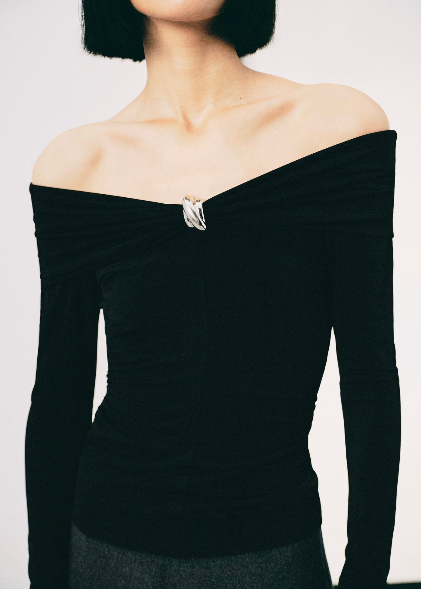 T-shirt Bustier à Détail Métallisé