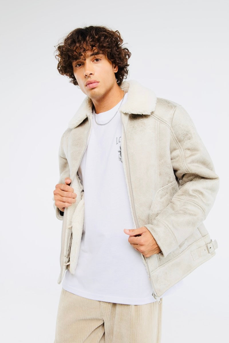 Veste avec col en fausse fourrure