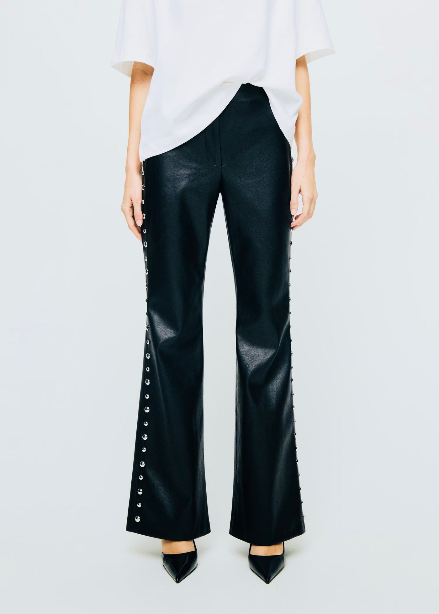 Pantalon Cuir Synthétique à Clous