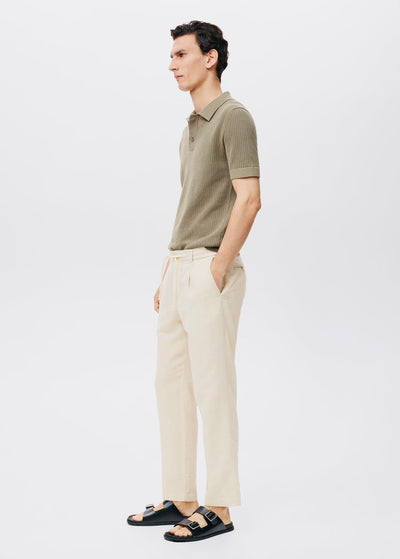 Pantalon Slim Fit Lin avec Cordon
