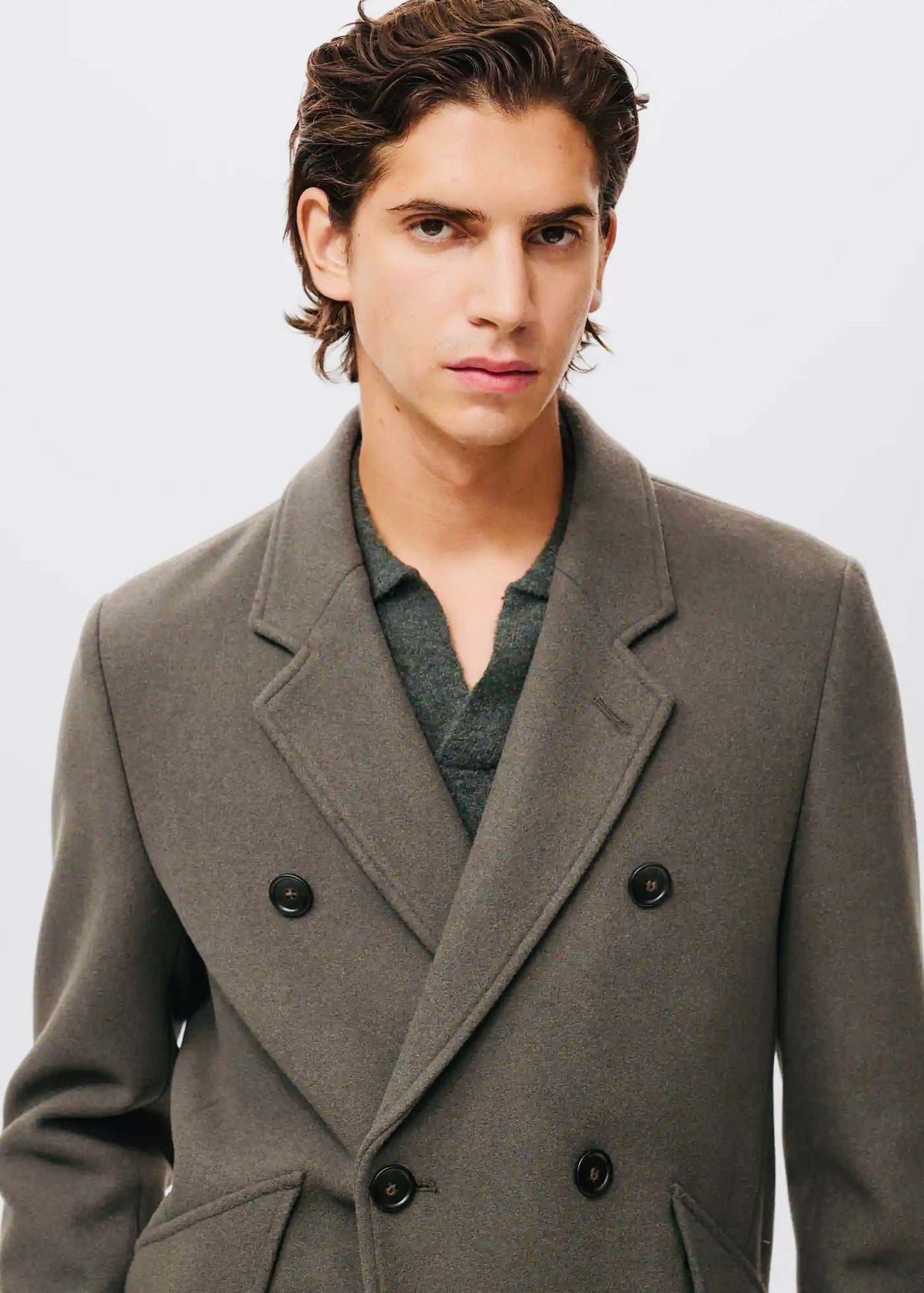 Manteau croisé en laine mélangée