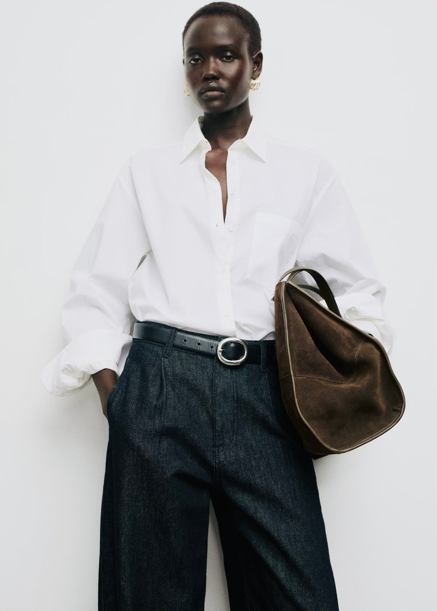 Pantalon Denim Large avec Pinces